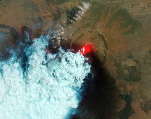 Vues de l’espace : la gorge du volcan Nabro.