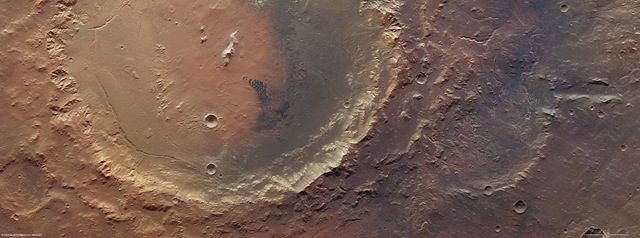 Voici les restes d’un ancien lac sur Mars.