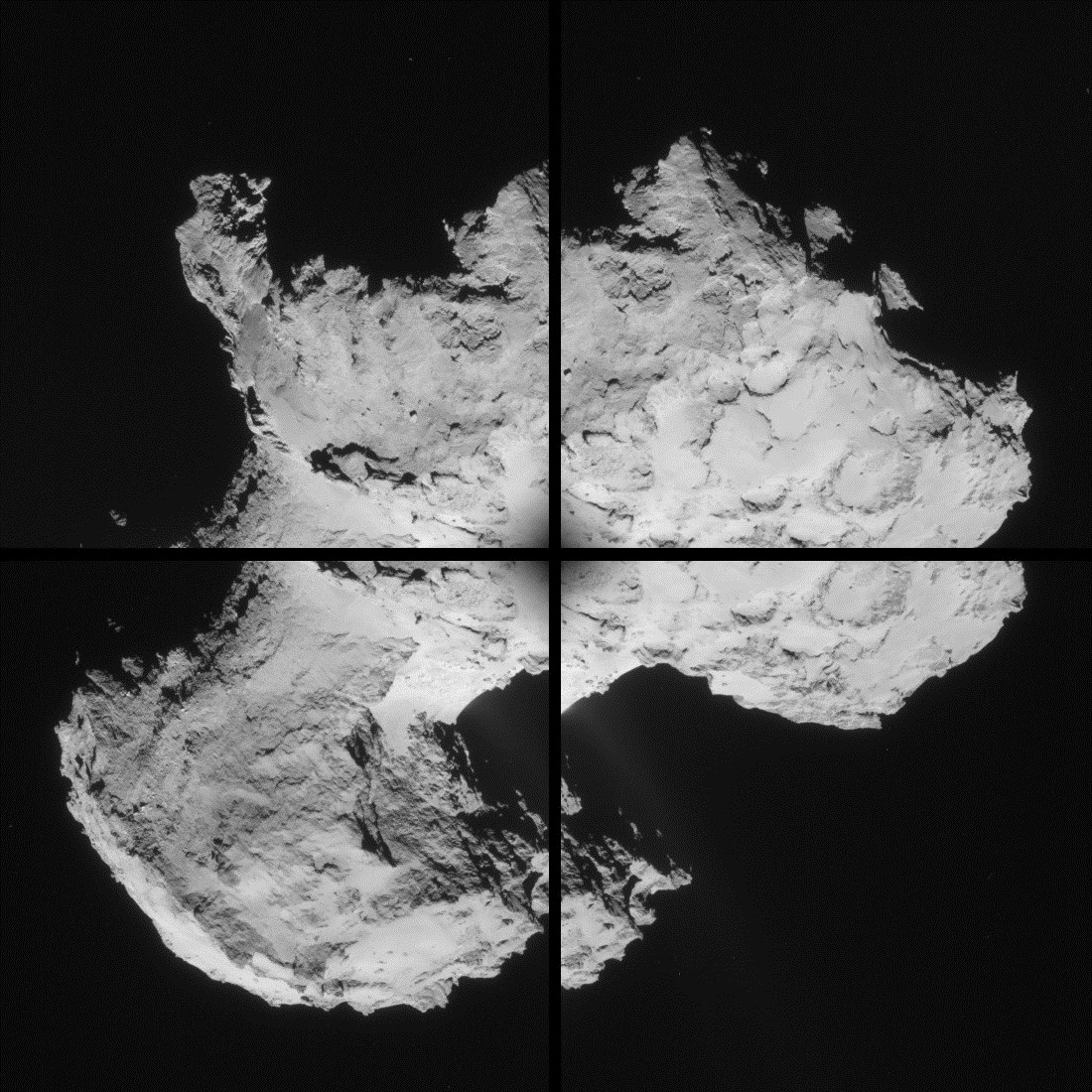 En attendant l’atterrissage de Philae sur le gros canard en plastique, un patchwork de la comète 67P/Churyumov-Gerasimenko