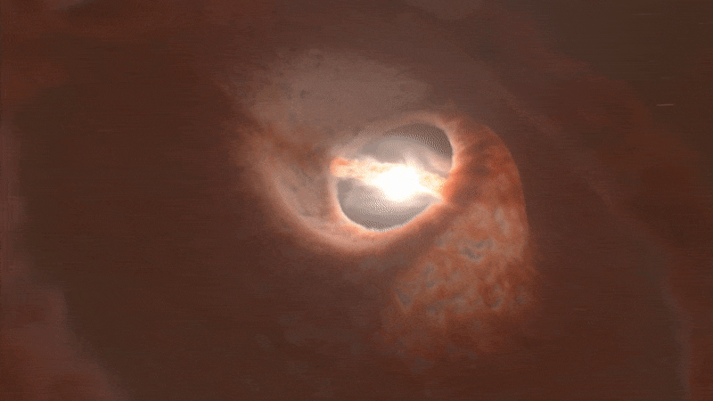 Découverte d’un disque de formation des planètes avec des anneaux désaxés autour d’un système à 3 étoiles
