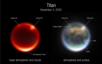 De nouvelles images de la lune de Saturne, Titan, provenant du télescope spatial James Webb et de l’observatoire Keck révèlent un rare phénomène nuageux