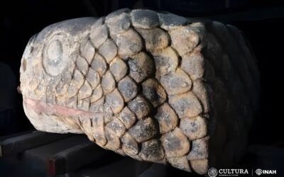 Une spectaculaire tête de serpent aztèque sculptée révélée par un tremblement de Terre à Mexico